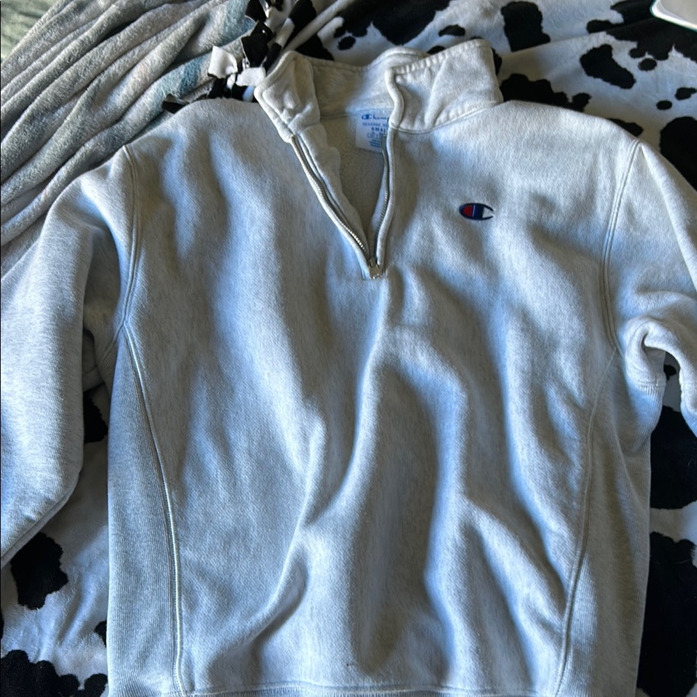 Champion Gray Zip Up Sweater with High Collar